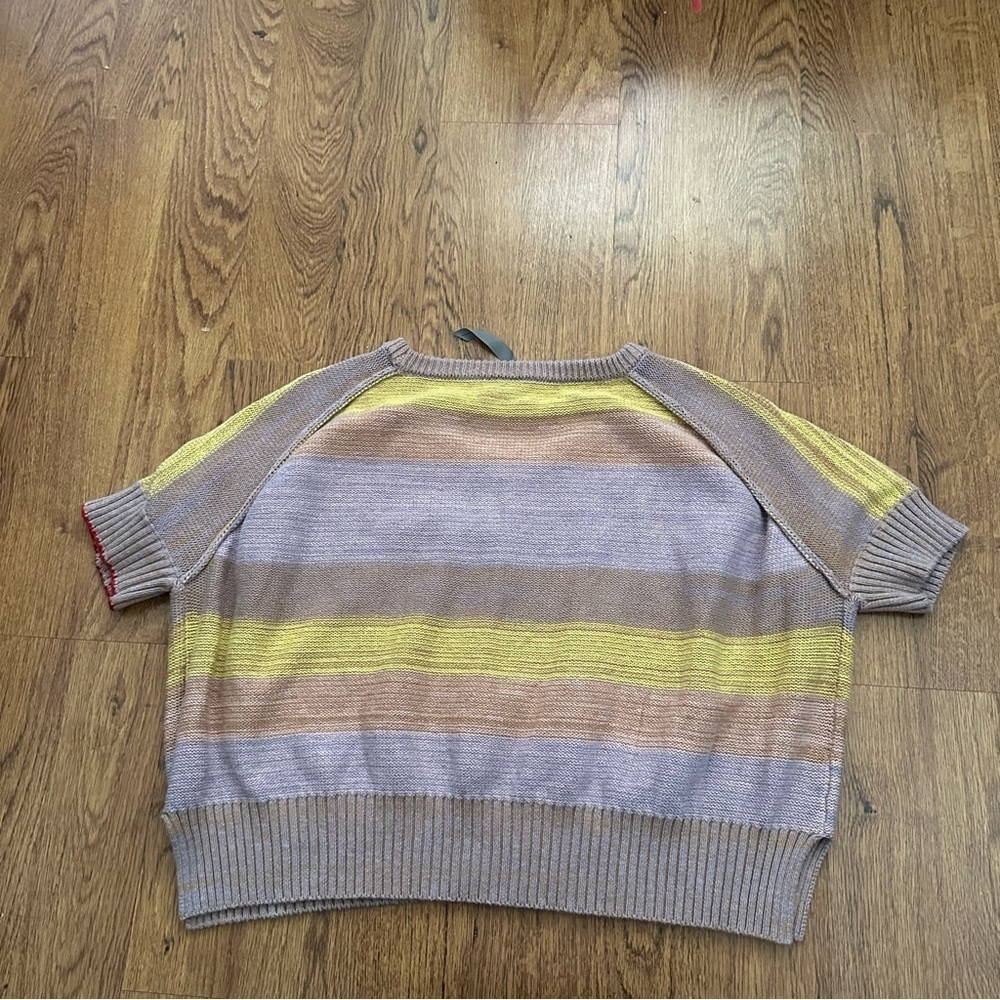 Raquel Allegra Multicolor Striped Sweater short sleeve top medium cotton blend - Picture 4 of 9